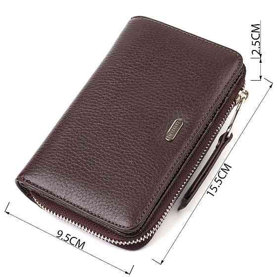 Практичное женское портмоне среднего размера из натуральной зернистой кожи CANPELLINI 21910 Коричневое Киев