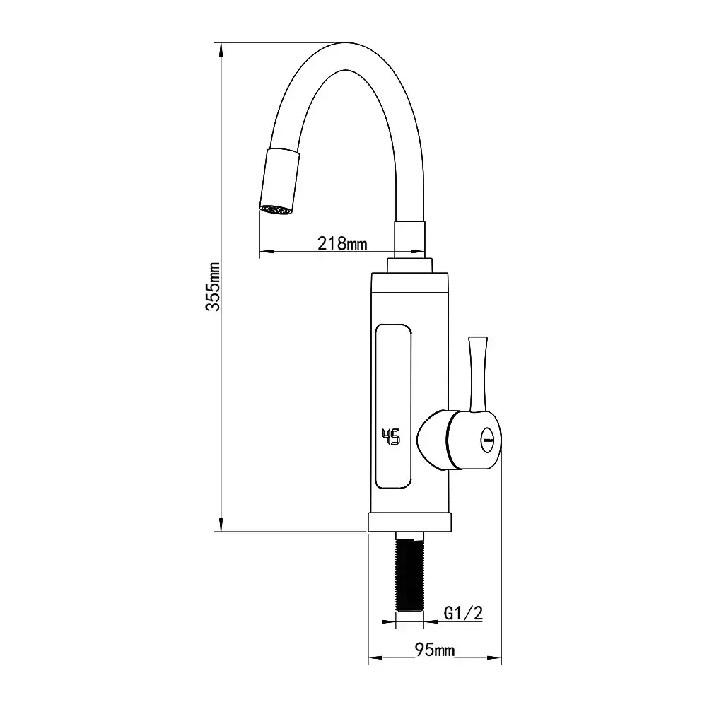 Проточний кран водонагрівач WEZER SDR-G16T-Red з гнучким виливом, червоний/чорний Київ - фото 3
