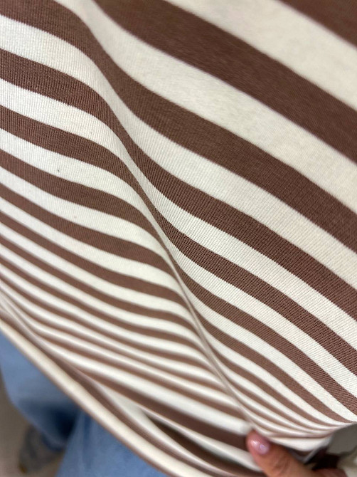 Лонгслів жіночий TEXTURE 1255 реглан смугастий трикотажний оверсайз крій, бежевий, one size Київ - фото 19