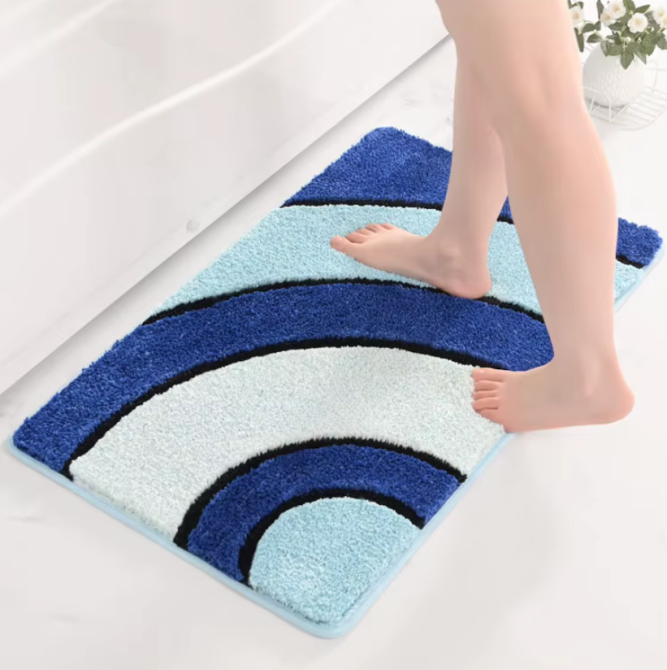 Коврик для ванной и душа коврик для ног в ванную комнату,микрофибра,атискользящий 40х60 см,синий с узором Каменец-Подольский - изображение 3