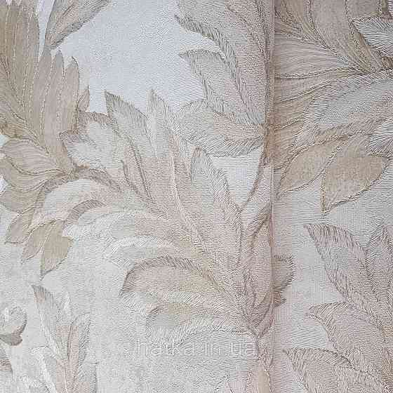 Шпалери метрові вінілові на флізелін 24 Carati Cristiana Masi листя великі золотом сріблом на сірому Київ