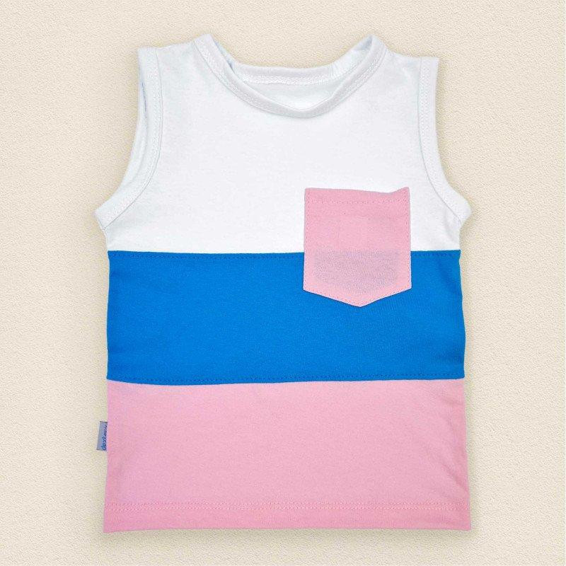 Комплект літній дитячий Stripes зріст 80 см (9 - 12 місяців) Malena Білий з рожевим та блакитним Кривий Ріг - фото 2