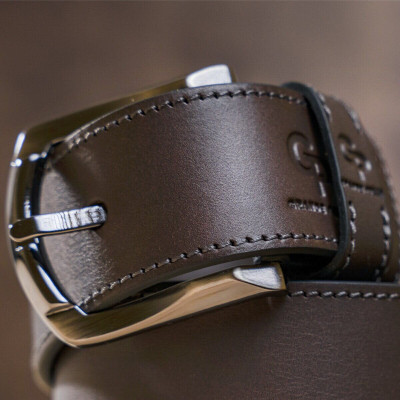 Ремень Grande Pelle Джинсовый Коричневый (11158) Винница - изображение 10