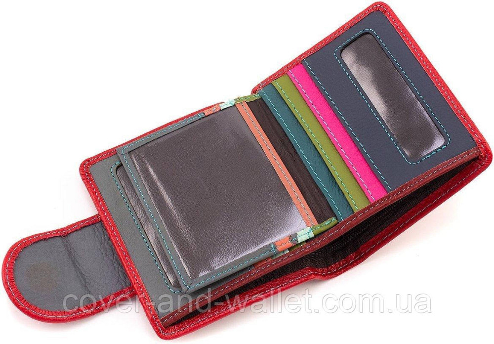 Компактний женский кошелек из натуральной кожи на магнитах красного цвета ST Leather Киев - изображение 5