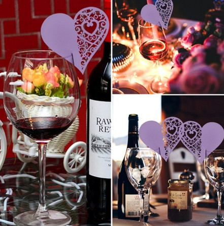 Прикраси на бокали Сердечка 10 штук 8 на 8 см фіолетовий Київ - фото 2