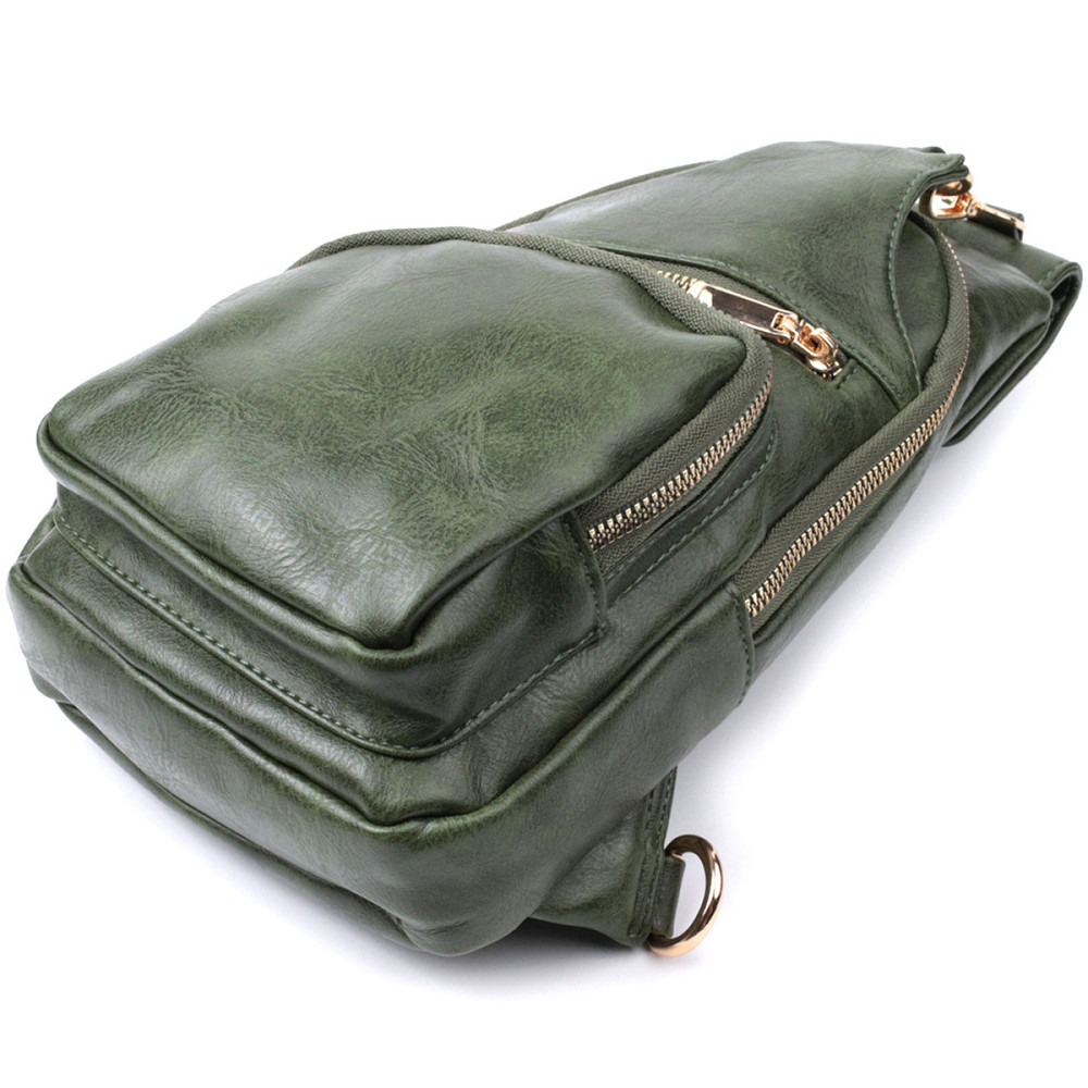 Трендова жіноча слінг сумка через плече з екошкіри Vintage 22755 Зелений Київ - фото 6