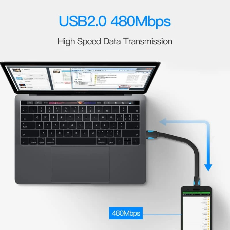 Кабель USB 2.0 AM-micro BM 2.0м Black Vention Вінниця - фото 3