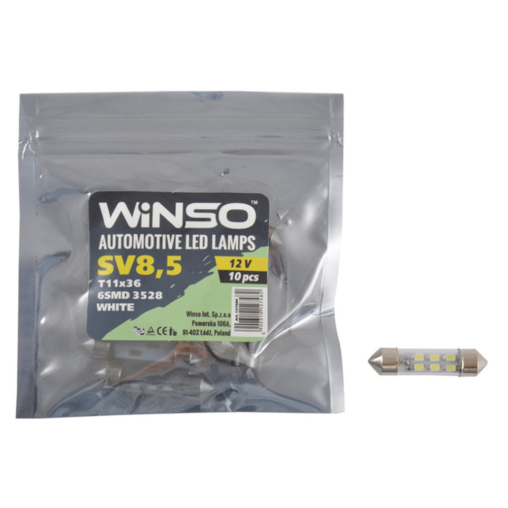 LED автолампа Winso 12V SMD SV8.5 T11x36, 10шт Київ - фото 1