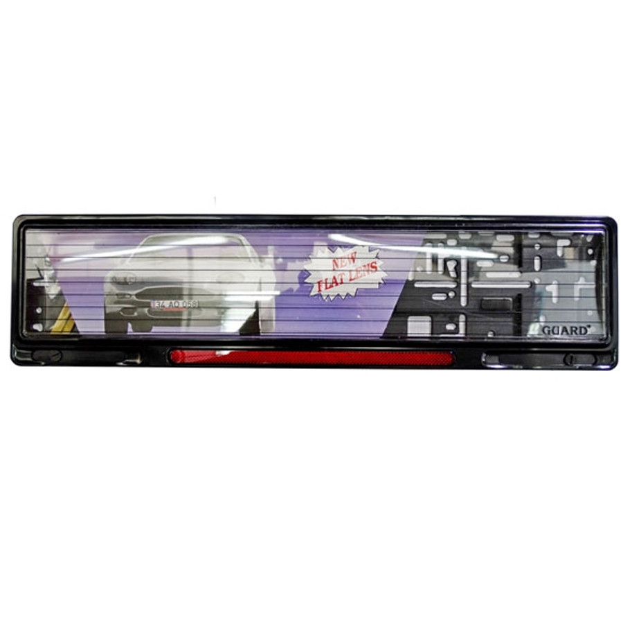 Рамка номерного знаку Guard під склом з червоним світловідбивачем 1шт Київ - фото 1