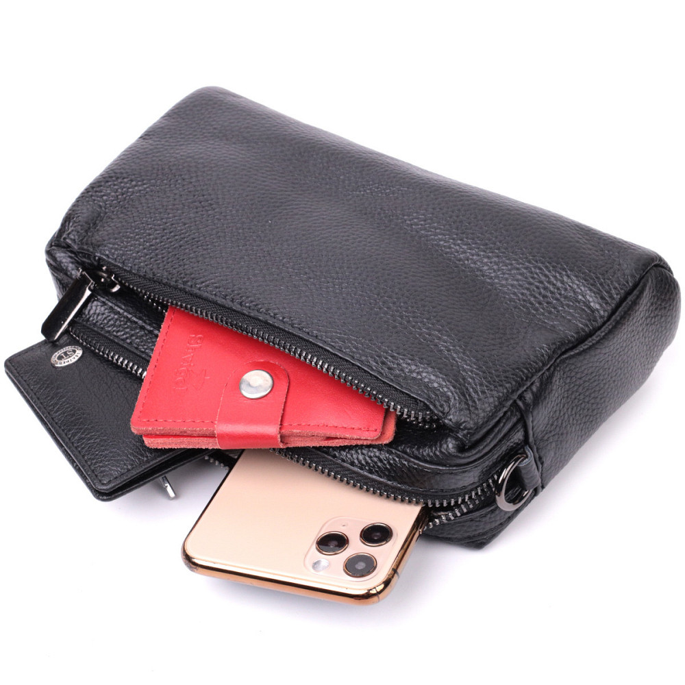 Жіноча сумка-клатч із м'якої натуральної шкіри Vintage 22375 Чорна Київ - фото 6