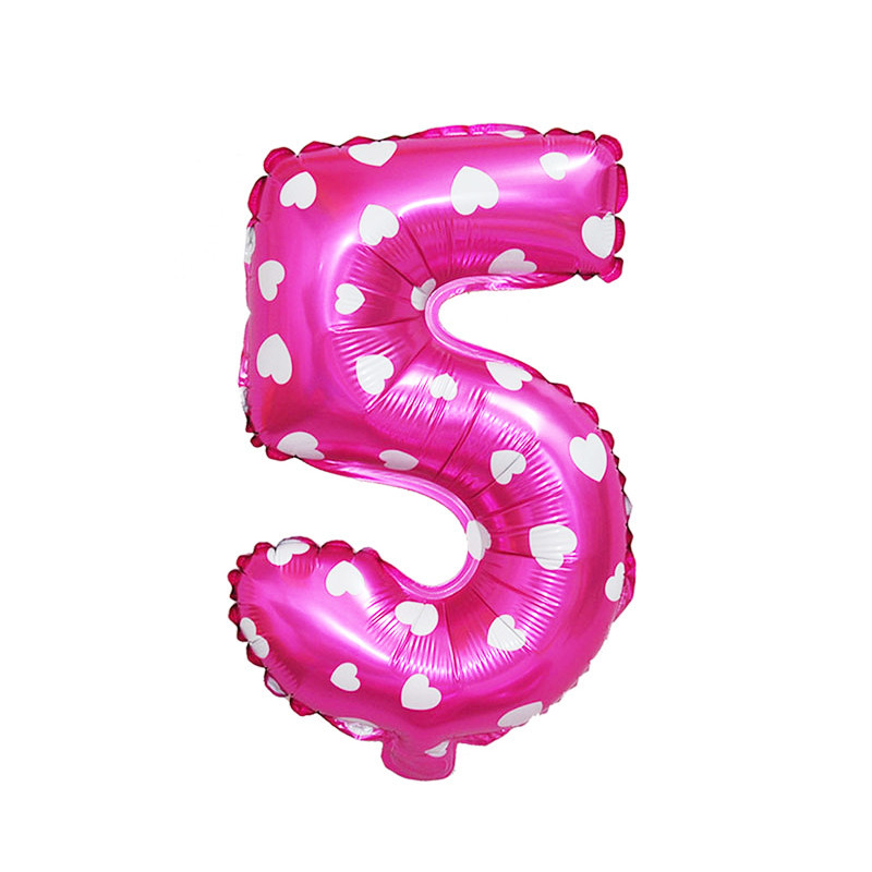 Шарик цифра 5 фольгированная с сердечками 32 дюйма розовый Киев - изображение 2