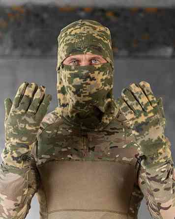 Комплект шапка баф перчатки пиксель   ВТ6388 Одесса