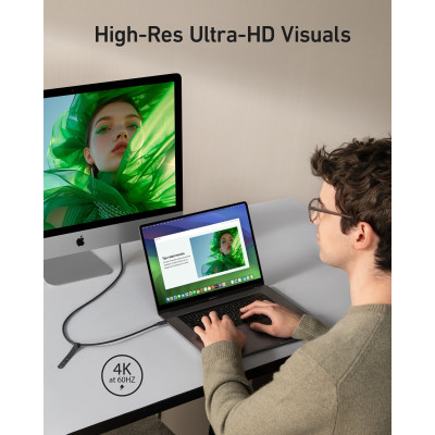 Дата кабель USB-C to USB-C 0.9m 240W 20Gbps 4K Video bio-nylon black Anker (A80N1H11) Винница - изображение 7