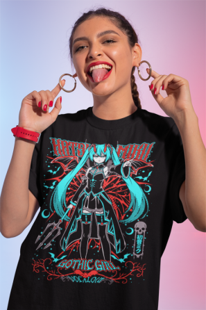 Футболка аниме Хатсуне Мику Аниме Гирл оверсайз (S/M/L) Черний AnimeJ0061 Днепр