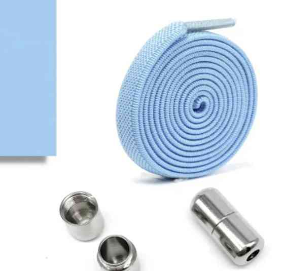 Шнурки эластичные без завязок с металлическими застежками Голубой Смела