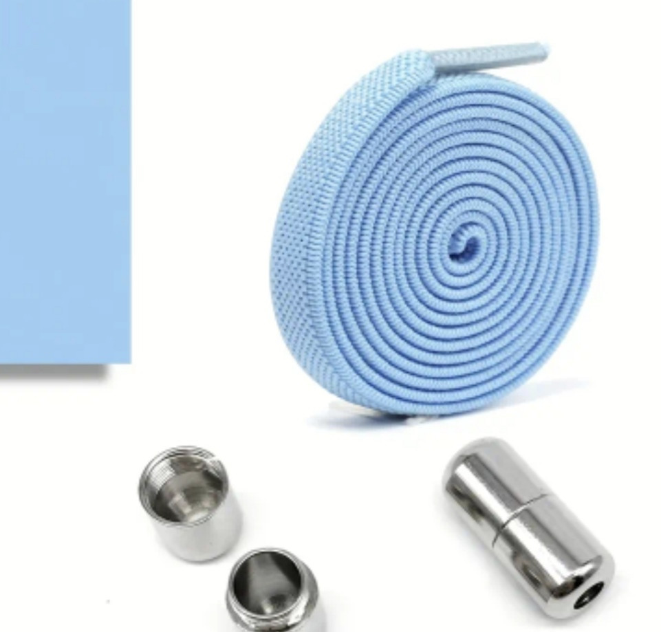 Шнурки эластичные без завязок с металлическими застежками Голубой Смела - изображение 2