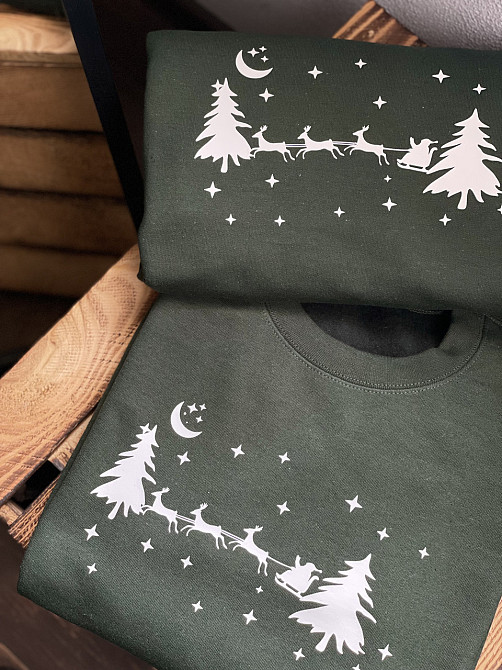 Новорічні парні світшоти "Санта на санях у лісі" Чернівці - фото 3