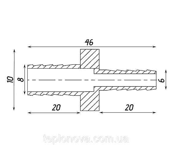 Трубка соединительная прямая редукционная никелированная 8мм х 6мм штампованная А05301А(нк) VA Черновцы