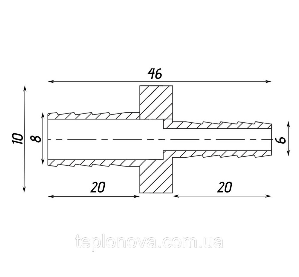 Трубка з'єднувальна пряма редукційна нікельована 8 мм х 6 мм штампована А05301А (нк) VA Чернівці - фото 2
