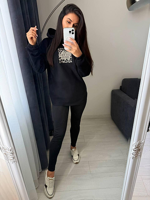 Жіночий теплий костюм-двійка: кофта та лосини двосторонній Polar Фліс + дайвінг на флісі Чорний, 50/52 Одеса - фото 4