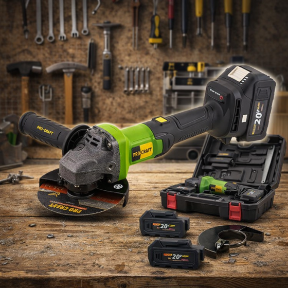 Болгарка акумуляторна з акб і зарядкою Procraft PGA-20 ,Безщіткова акумуляторна шліфмашина,Безщіткова болгарка Львів