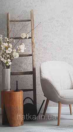 Шпалери вінілові на флізеліні Marburg Memoria 1.06х10 прованс квіти кульбабаба листя сріблясті на білому Київ