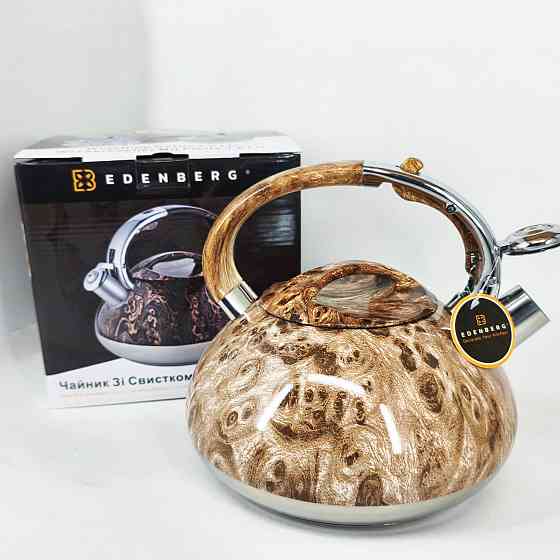 Чайник со свистком для электрической плиты Edenberg, Хороший чайник со свистком для воды на газ DM-41 Львов