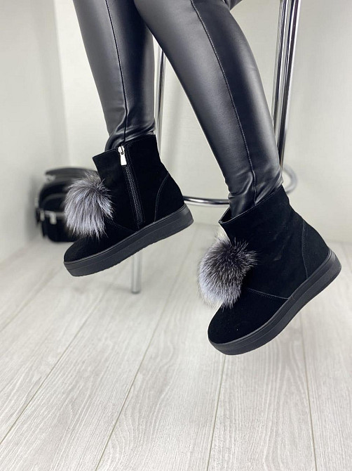 ITTS Угги жіночі ITTS чорні натуральна замша зима висота 13,5 см ( ) Коломия - фото 7