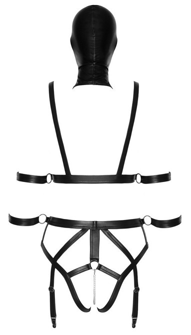 Боді з маскою - 2480492 Bad Kitty Strap+Mask Set, black - M Sex Aura Київ - фото 7