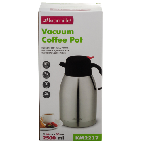 Термос "конференція" 2500мл з пластик.кришкою нержавіюча сталь Конференція KAMILLE 2217 Житомир - фото 8