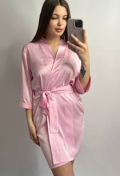 Халат женский шелковый под пояс Зефирный S Харьков - изображение 1