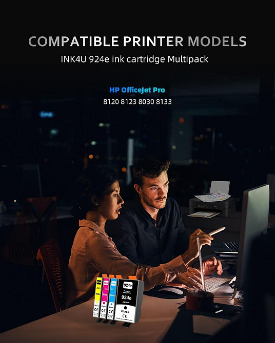 Картриджі для принтера KINGJET 924 HP 924 для HP OfficeJet 8120e 8122e 8124e 8125e OfficeJet Pro 8130e/8132e/8134e/8138e Днепр - изображение 3