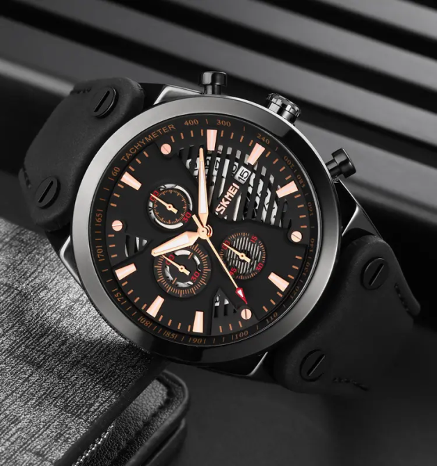 Мужские классические наручные часы Skmei 9282 (Черные с черным дисплеем) Винница - изображение 4