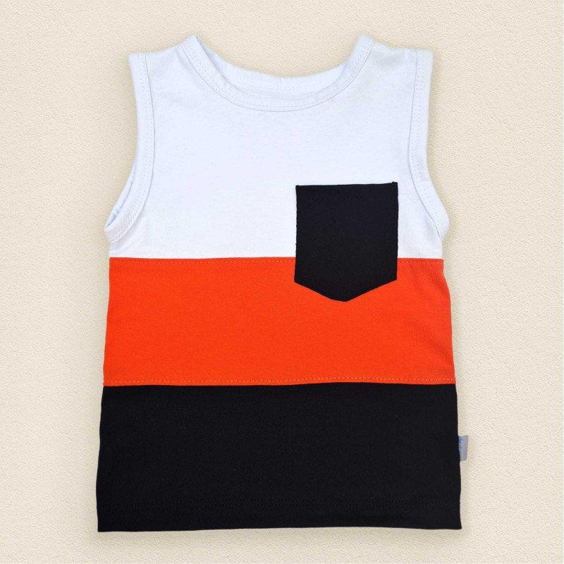 Комплект летний детский Stripes рост 86 см (12 - 18 месяцев) Malena Белый с черным и оранжевым Кривой Рог - изображение 2