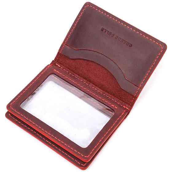 Красивая обложка на документы для женщин в винтажной коже Сердце GRANDE PELLE 16713 Бордовая Киев