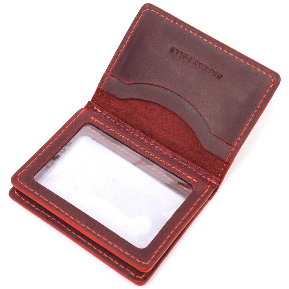 Красивая обложка на документы для женщин в винтажной коже Сердце GRANDE PELLE 16713 Бордовая Киев - изображение 5