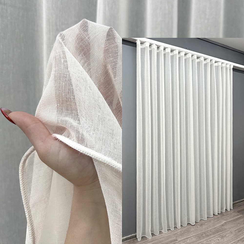 Тюль VR-Textil 1961т Премиум Лен фактурный Costa Молочный 400х270 см (42-0967) Киев - изображение 1