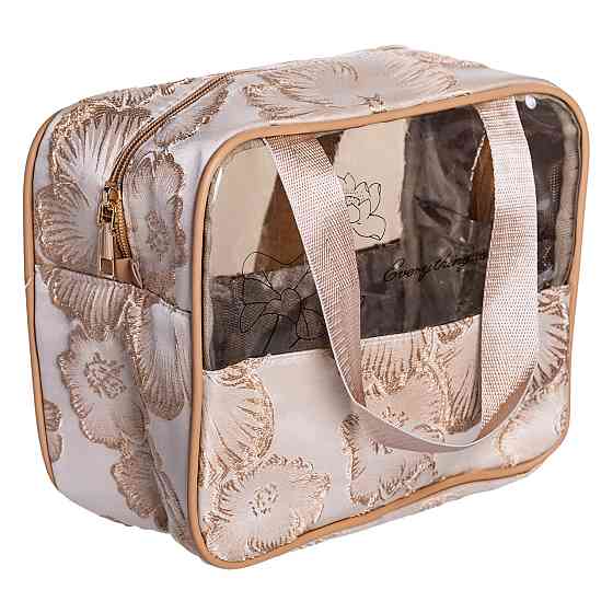 Набір прозорих жіночих косметичок для дому 2 (шт) дорожня косметичка в сумку для косметики, макіяжу, ліків, пензлів Бежевий HP-16-1KBE Коломия