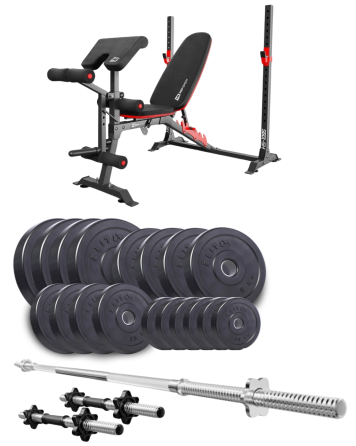 Набір Elitum Titan 89кг з лавою HS-1095, штангою та гантелями Киев