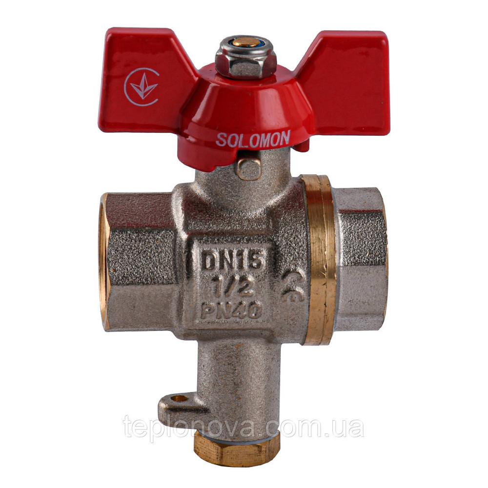 Кран шаровый полнопроходной  для подключения термометра   SOLOMON 1/2″ V1242 S Черновцы - изображение 1