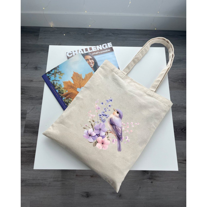 Екошопер BookOpt BK 4106 Пташка на квітах бежевий Киев - изображение 4