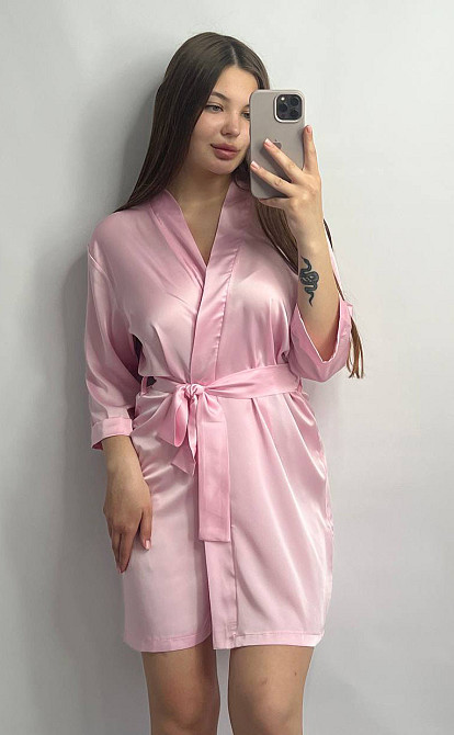 Халат женский шелковый под пояс Зефирный L Харьков - изображение 3