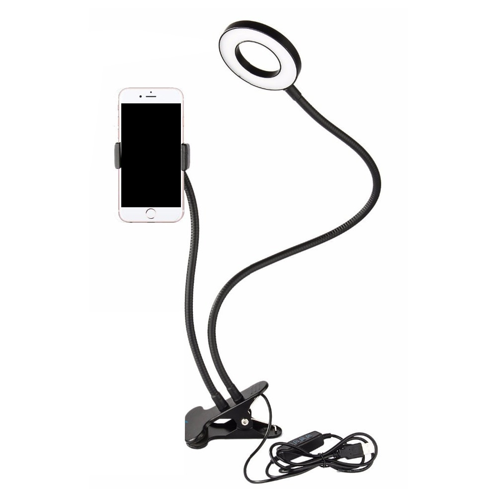Кільцева лампа з тримачем для телефону на прищіпці Київ - фото 1