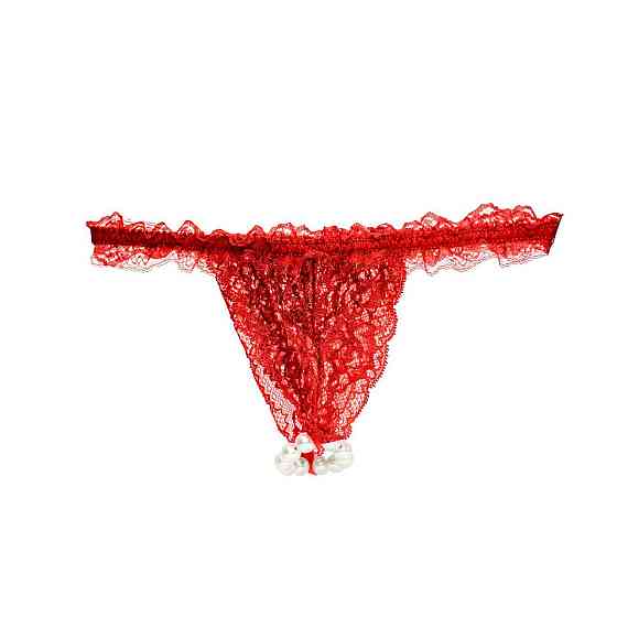 Набор Intt BRAZILIAN PANTY RED: трусики на резинке S-XL с жемчужным кольцом + клубничный лубрикант Sex Aura Киев