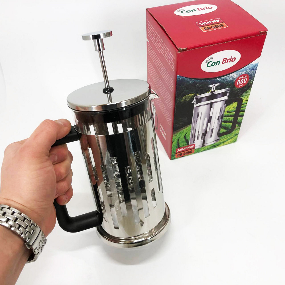 Френч-пресс для крепкого кофе, Заварник стеклянный с прессом, Многоразовый френч-пресс ZE-63 Львов - изображение 8