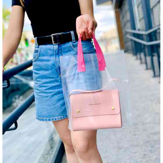 Пакет пищевой LDPE прозрачный, 30х35(+3)см, 60 мкм, с петлевой розовой ручкой, (50 шт.) Павлоград