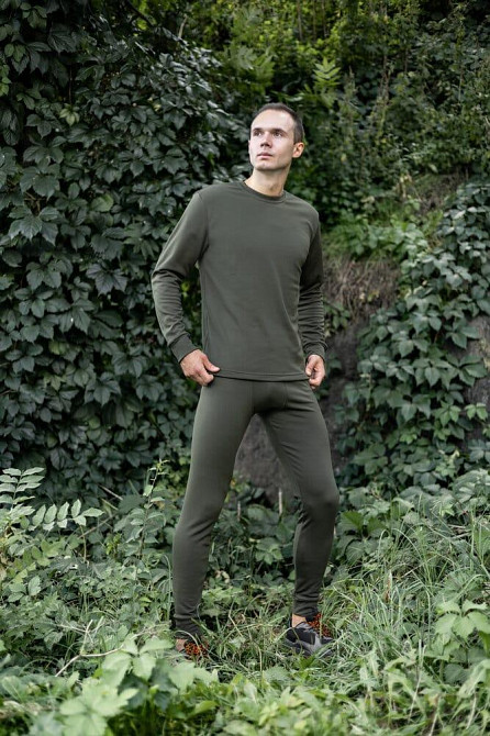 Чоловіча термобілизна зимова на флісі вологовивідна Pobedov Teplo хакі Київ - фото 5