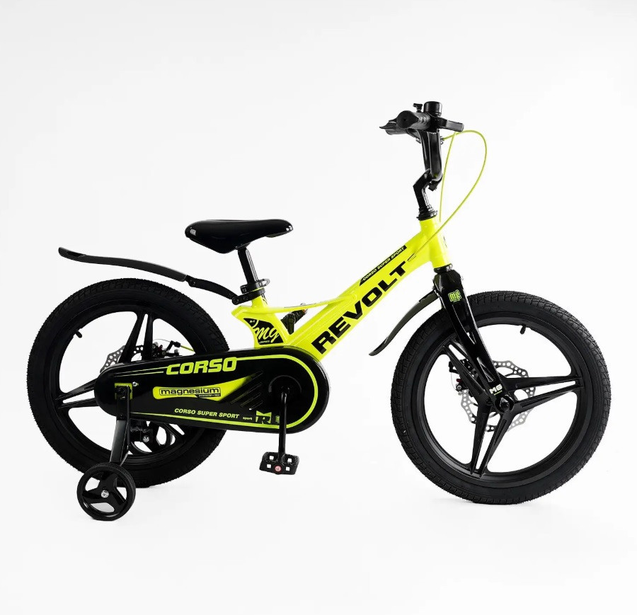 Велосипед Corso REVOLT двоколісний магнієва рама 18 дюймів з додатковими колесами Жовтий (MG-18340) Чернигов - изображение 2