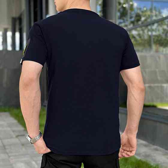 Футболка мужская однотонная темно-синяя Pobedov Peremoga Військова Киев