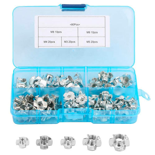 Набор мебельных гаек врезных усовых 80шт, М3 М4 М5 М6 М8, забивные гайки Винница - изображение 1
